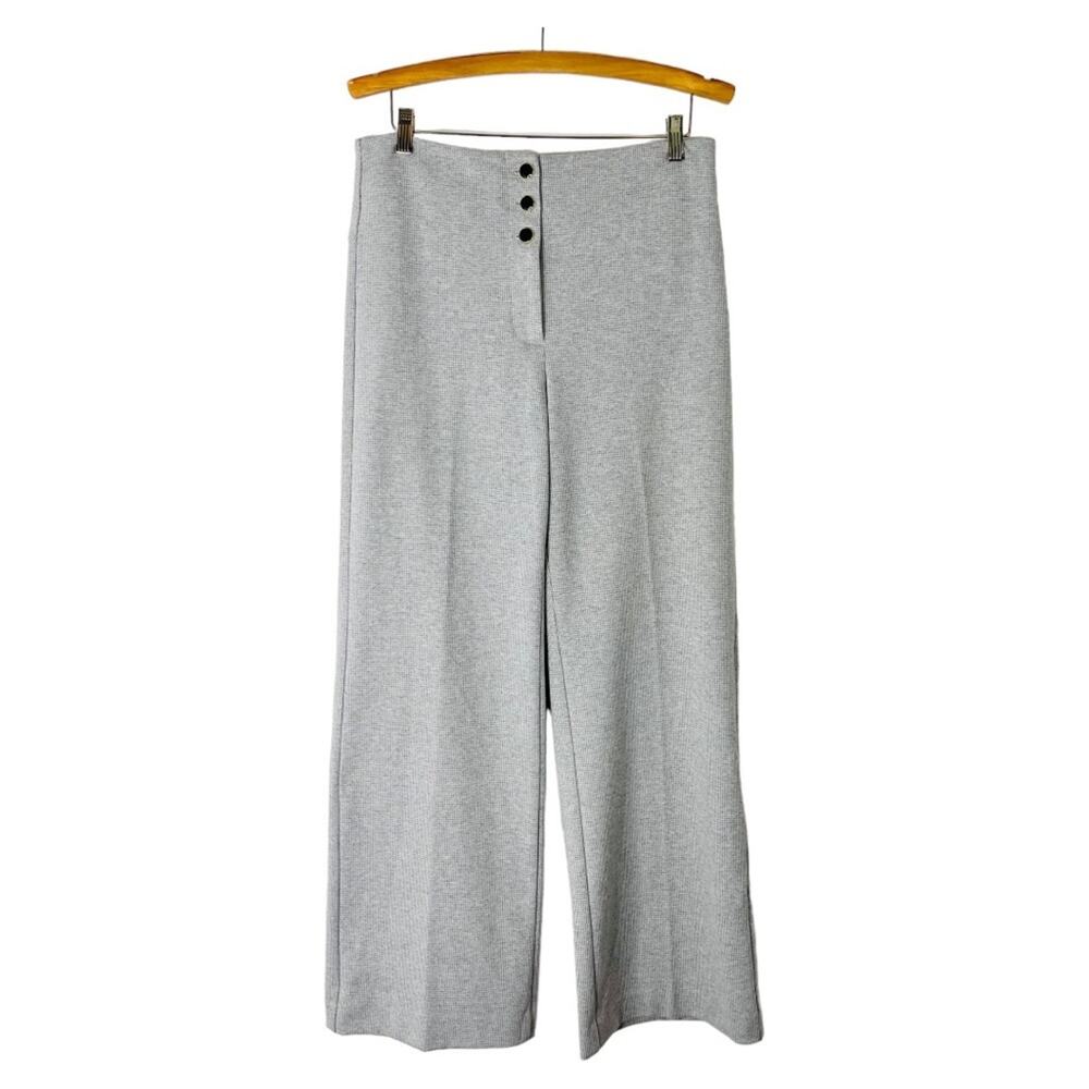 NEW Ann Taylor light grey herringbone stretch button preppy high waisted pants 8